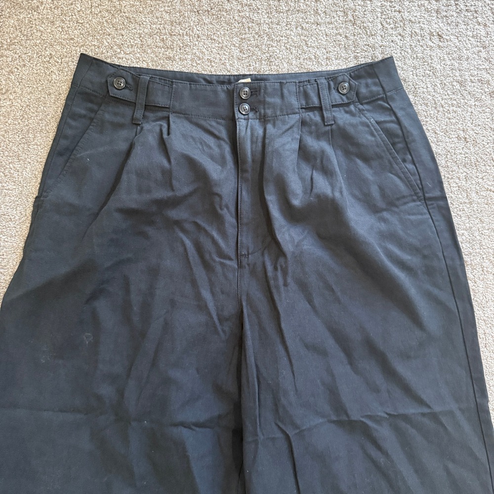 Madewell Harlow Black Wide Leg Pleated Linen Tencel Trousers Pants Size 10 Chic - Picture 2 of 11